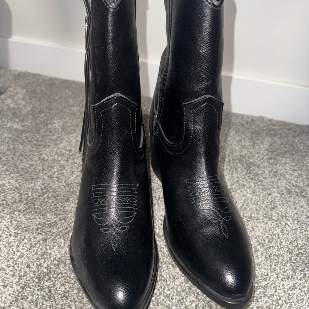 Black Leather Western Boots